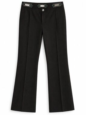 Vintage Vertigo Paris Y2K Black Flare Trousers Silver Hardware US 6